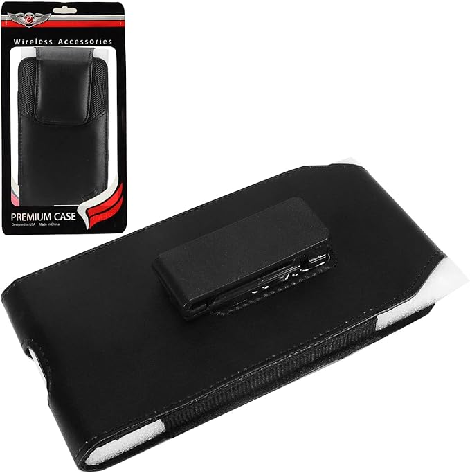 Leather Cell Phone Holster for Boost Celero 5G, Motorola Moto G 5G, Moto G Power 2021/2022/2023/2024, TCL 30 40 50 60 XE, XL, Vertical Case Waist Carrying Pouch with Belt Clip/Loops, Black