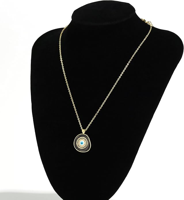Evil Eye Necklace for Women 14K Gold Plated Delicate Necklaces Blue White CZ Diamond Pendant Necklace Cute Boho Tiny Evil Eye Lucky Protection Jewelry Gift for Women