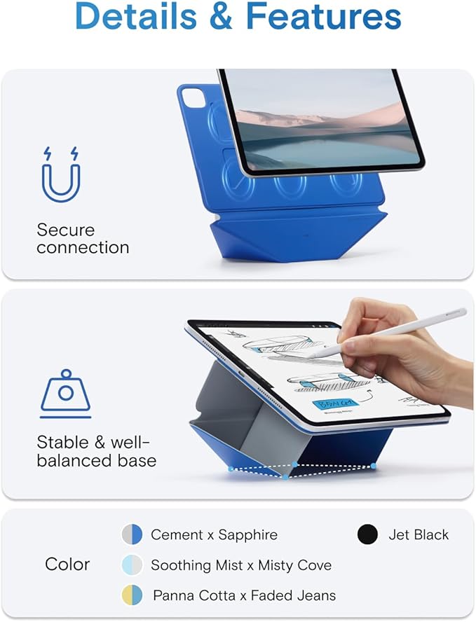 MOFT Dynamic Folio Case for iPad Pro 11-inch(2nd/3rd/4th Generation, 2020/2021/ 2022), Silm Magnetic Stand Case with 20+ Viewing Angles, Auto Wake/Sleep,Soothing Mist x Misty Cove