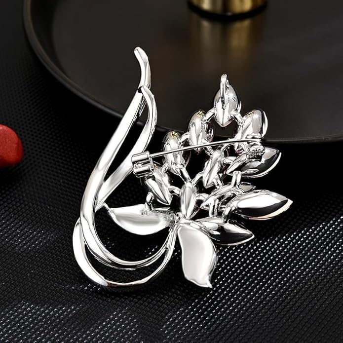 Flower Brooch Pin - Rhinestone Flower Pin 18k Gold Plated - Thanksgiving Day, Birthday, Wedding Gifts for Mom, Wife