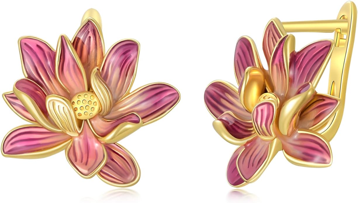 VONALA Flower Earrings for Women 925 Sterling Silver Rose/Lotus/Scottish Thistle/Tulip/Lilac/Mushroom/Pineapple Dangle Drop Earrings Flower Jewelry Gifts for Women Girls Birthday Gifts