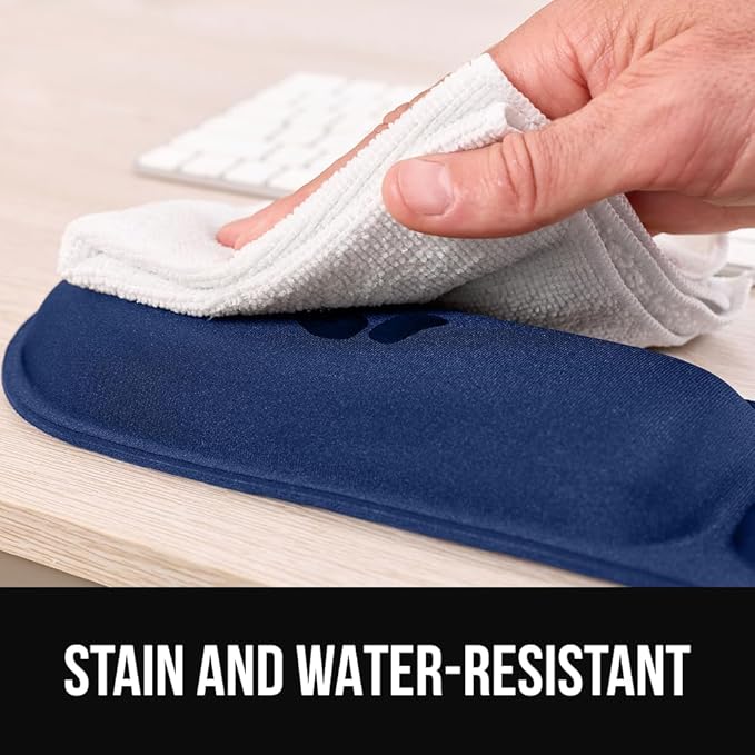 GORILLA GRIP Silky Gel Memory Foam Keyboard Wrist Rest and Mouse Pad for Computer, Ergonomic Design Typing Support, Desk Office Supplies, Hand & Arm Mousepad Cushion and Coaster 4 Piece Set Navy Blue