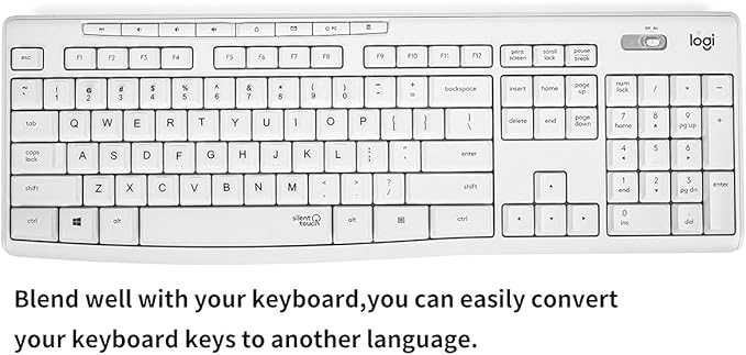 (2PCS Pack) English Keyboard Stickers, Universal Keyboard Replacement Letters English White Background with Black Lettering for Laptops Computer, Matte Keyboard Alphabet Stickers -White