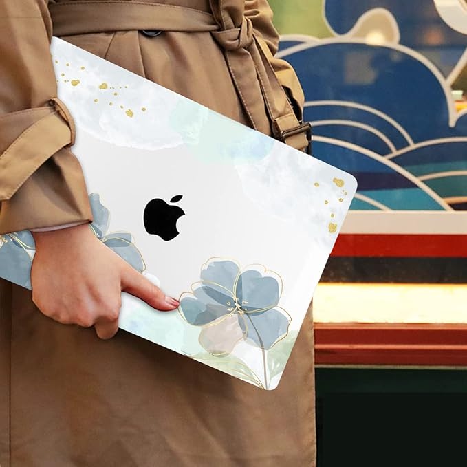 Mektron for MacBook Air 13 Case A1466/A1369 (2010-2017 Release), Snap-on Plastic Hard Shell Cover for MacBook Air 13.3 inch with Keyboard Cover,Green Floral