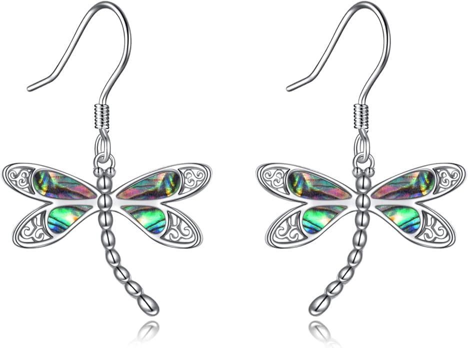ONEFINITY Dragonfly Earrings 925 Sterling Silver Moonstone Leverback Dragonfly Dangle Drop Earrings Women Jewelry Gifts