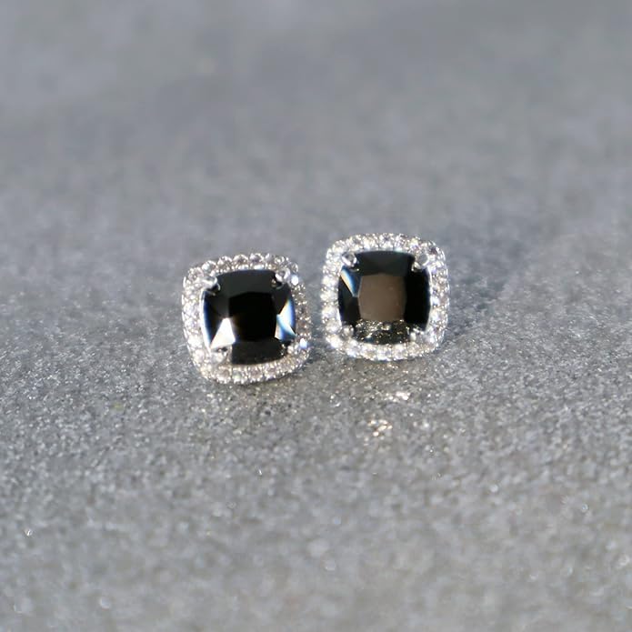 YOMELA Cubic Zirconia Earrings Studs, Halo CZ Birthstone Simulated Diamond Stud Earrings for Women
