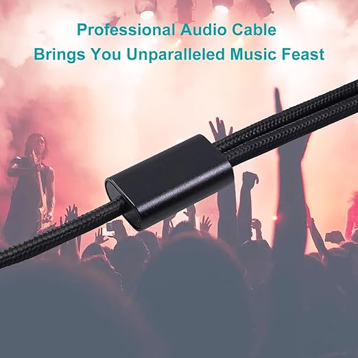 3.5mm to Dual 1/4 Adapter 1/8 to 6.35mm TS Mono Audio Cable Stereo Breakout Cord Y Splitter Compatible with iPhone, iPod, Computer Sound Card, Headphone, Speaker, Home Stereo System (6.6FT/Pack)
