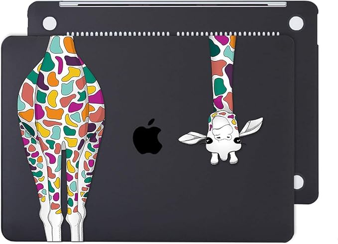 Mektron for MacBook Pro 16 Case A2141 2020 2019 Release, Matte Black Colorful Giraffe Smooth Hard Shell Cover 16 inch Laptop Case w/Keyboard Skin & Screen Protector & Dust Plug
