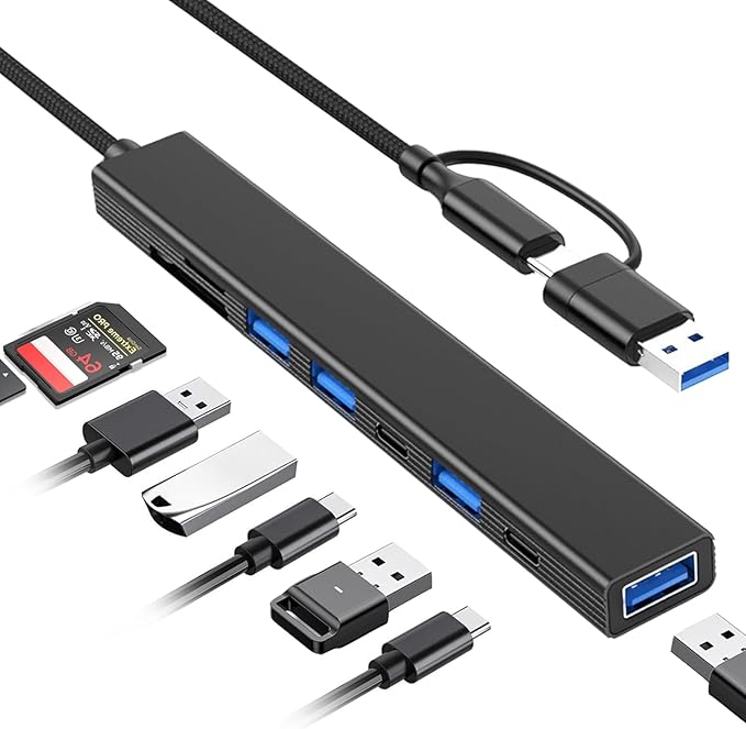 VIENON 8 in 1 USB C Hub With SD Card Reader, USB 3.0/2.0 Ports, USB-C Adapter for Laptop, MacBook, iPad Pro, iMac - Aluminum