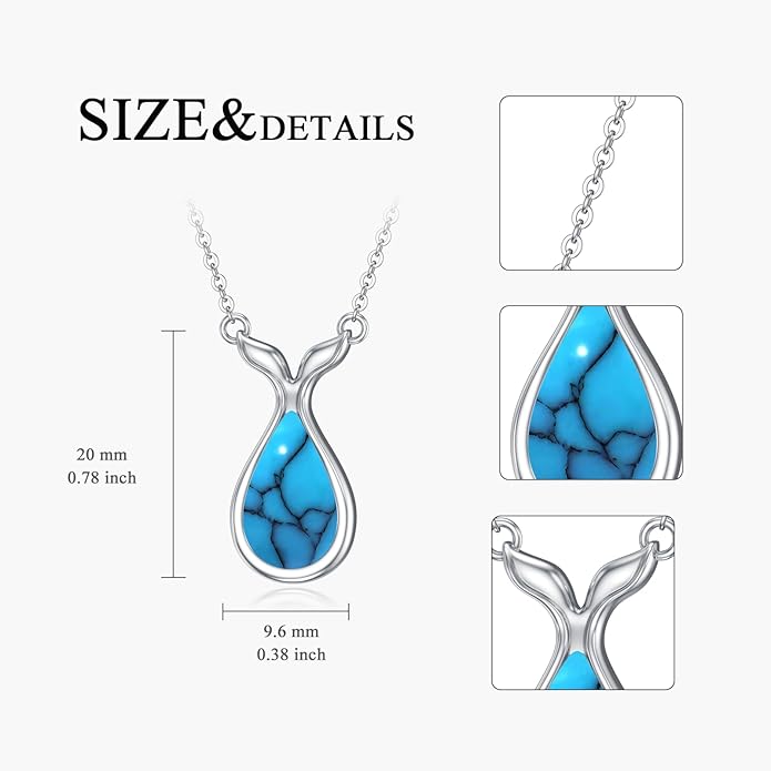 Genuine Turquoise Hexagon/Star/Rectangle/Teardrop/Heart/Triangle/Circle Necklaces for Women 925 Sterling Silver Long Boho Pendant Western Jewelry Gifts for Women Girls