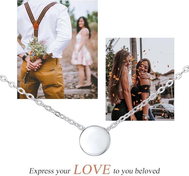 ChicSilver Personalized 925 Sterling Silver Dainty Small Heart/Star/Moon/Dot/Triangle Pendant Necklace for Women, Silver/Gold/Rose Gold/Black (with Gift Box)