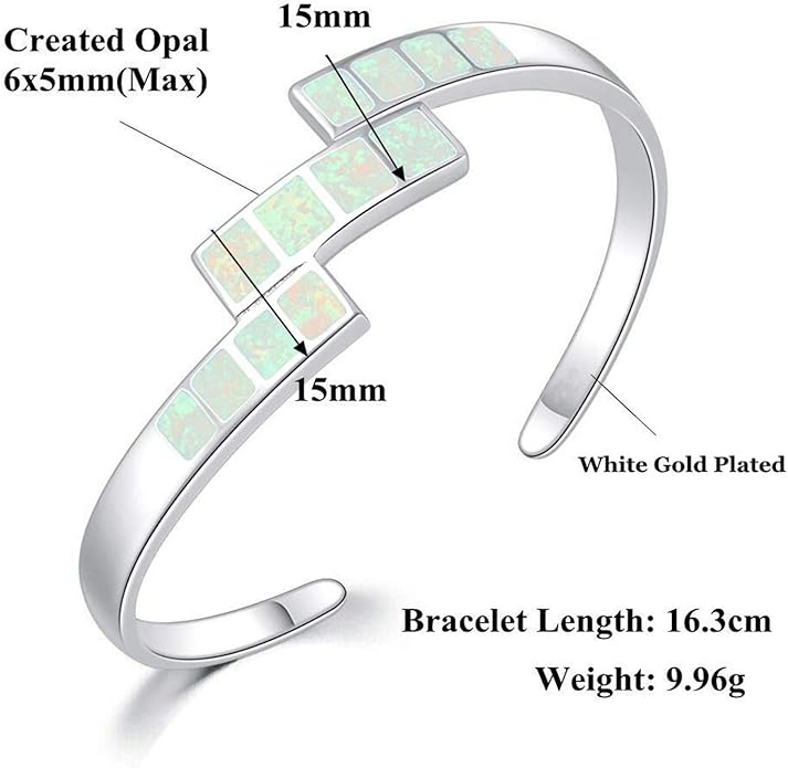 CiNily Womens Cuff Bracelet,Opal Bangle Bracelets Gold Plated Hypoallergenic Ladies Gemstone Open Cuff Bangle Bracelet