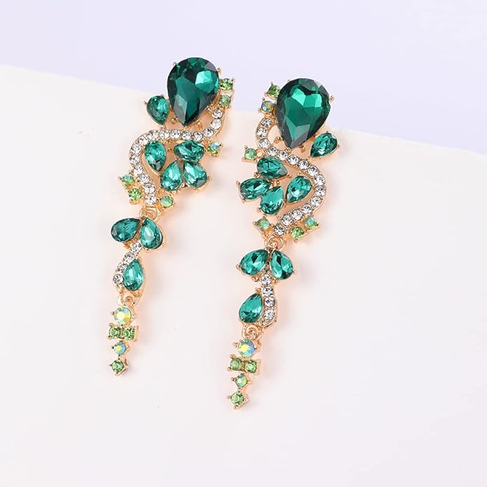 Rhinestone Statement Dangle Earrings Sparkly Crystal Bridal Wedding Earrings for Brides Bridesmaides Chandelier Teardrop Earrings for Women Prom Party