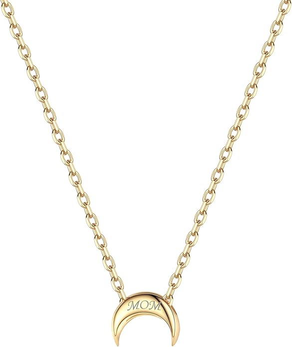 ChicSilver Personalized 925 Sterling Silver Dainty Small Heart/Star/Moon/Dot/Triangle Pendant Necklace for Women, Silver/Gold/Rose Gold/Black (with Gift Box)