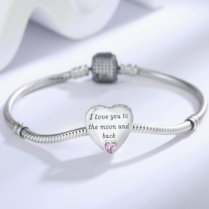 925 Sterling Silver Charms Fit Pandora Charms Bracelet I Love You to Infinity and Beyond Fit Wife Mother's Day Christmas Birthday Gift