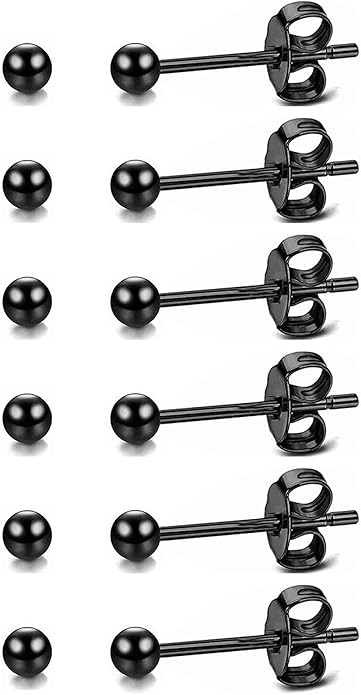 14K Gold Filled Polished Small CZ Pearl Ball Stud Earrings Set for Women Men 20G Surgical Steel Hypoallergenic Piercing Studs for Sensitive Ear, Pack of 6 Pairs