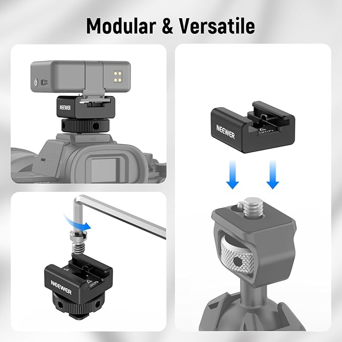NEEWER Cold Shoe Mount Adapter Compatible with DJI Mic 2 Rode Wireless GO II Hollyland Saramonic NEEWER Wireless Mini Microphone, Anti Interference Offset Contact Design for Speedlite Flash, UA079