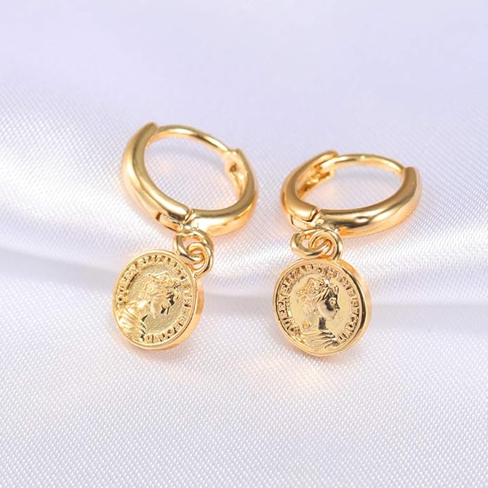 XYJZXY Gold Huggie Small Hoop Earrings with Charm Personalized Snake/Evil Eye/Star/Cross/Lock/Key 18k Gold Plated Crystal Drop Dangle Earrings for Women