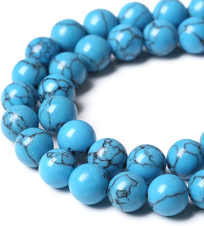 61PCS 6mm Natural Stone Beads Blue Turquoise Round Loose Gemstone Beads for Jewelry Making DIY Bracelet Necklace 15 Inch,Energy Stone Healing Power