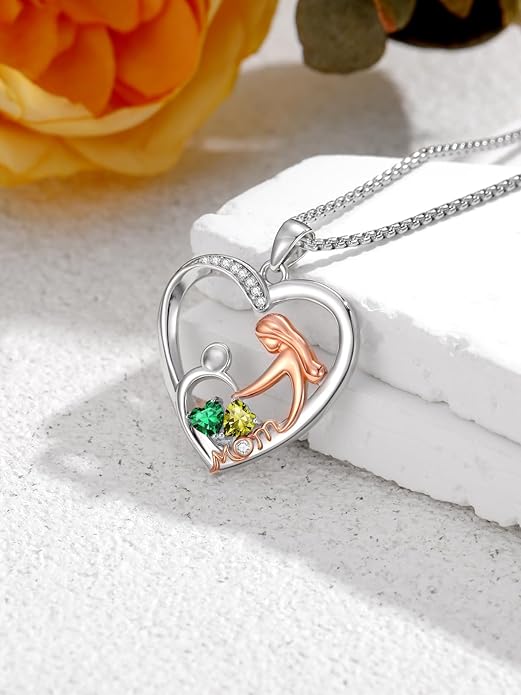 Valentines Day Gift for Mom Mother Daughter Necklace Birthstone Necklaces for Women Anniversary Jewelry Valentine Mothers Day Christmas Birthday Gifts for Mom Women Her Wife Girlfriend