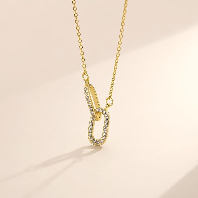 Evabelle Gold Layered Necklace for Women Trendy Jewelry 14K Real Gold Plated Chunky Chain Stackable Necklaces Dainty Choker Necklaces Rectangle Square Pendant