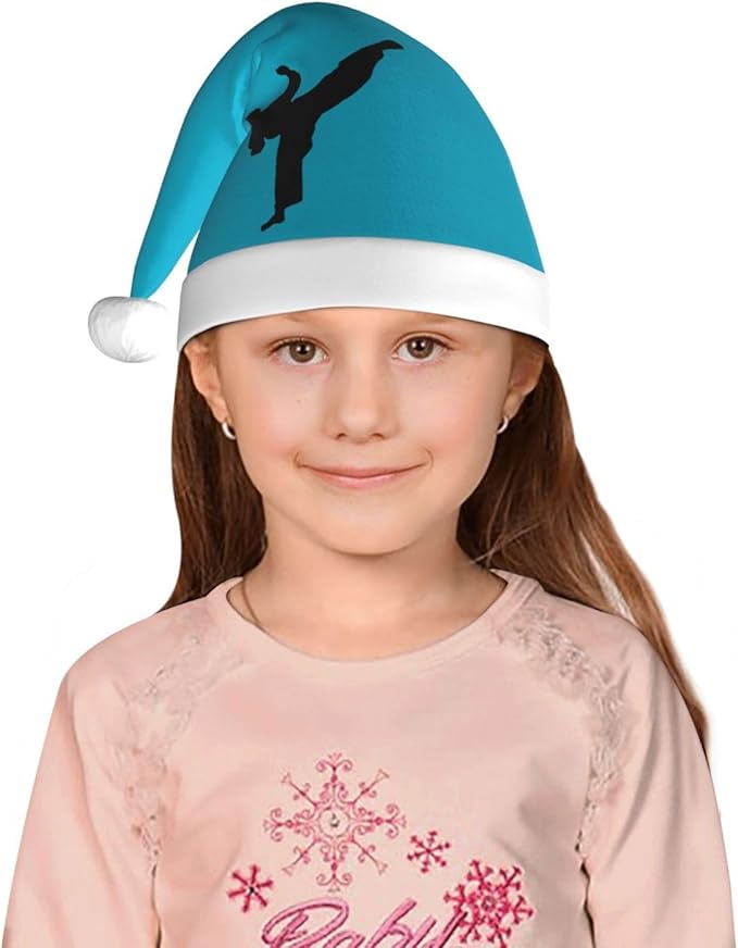 MUSM Karate Print Christmas Hat For Kids Party Hat With Soft Pom Pom, Perfect For Christmas, Halloween New Year