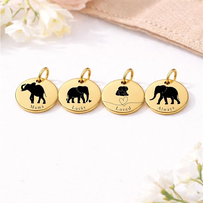 SM Design Mama Animal Charm Set – Set of 4 Stainless Steel Charms – Motherhood & Family Keepsake Jewelry Charmss