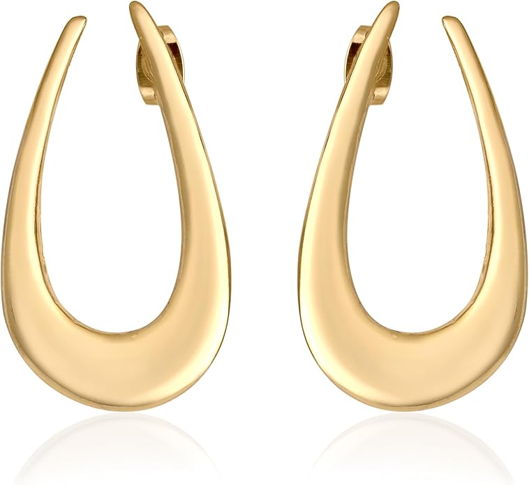 18K Gold Plated Sculptural Earrings Set for Women – Hypoallergenic, Lightweight, Modern Hoop & Drop Styles – 6 Bold Statement Designs – Christmas, Holiday, Thanksgiving Gift, Halloween