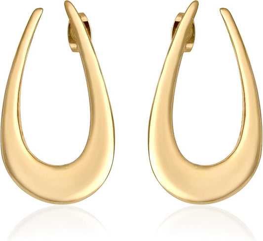 18K Gold Plated Sculptural Earrings Set for Women – Hypoallergenic, Lightweight, Modern Hoop & Drop Styles – 6 Bold Statement Designs – Christmas, Holiday, Thanksgiving Gift, Halloween