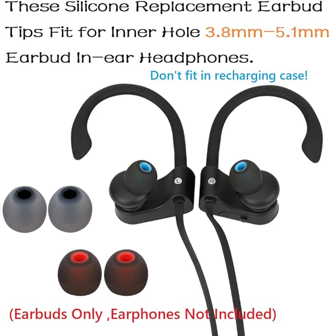 Replacement Earbud Tips Earbud Covers Silicone Tips Ear Gels Fit for Inner Hole from 3.8mm - 5.1mm Earphones 9 Pairs S/M/L