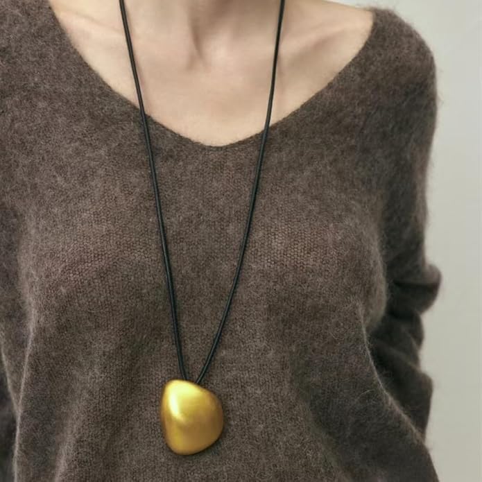 Large Pendant Necklace for Women, Long Pendant Necklace, Boho Necklace, Gold Pendant, Adjustable length, Jewelry Gift for Women