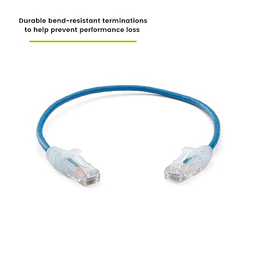 TRUECABLE Cat6 Component Rated Patch Cable, Unshielded (U/UTP), 1ft, Blue, 28AWG Solid Copper, Snagless 10G High-Speed Ethernet Cable, PoE++ 4PPoE 100W, UL Listed, RoHS-3, 5 Pack
