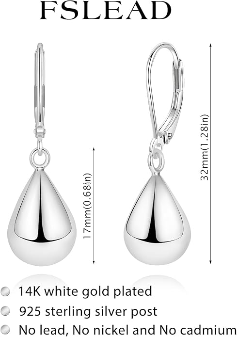 14K Gold Earring Cross Waterdrop Butterfly Heart Knot Earrings for Women Gold Silver Cross Leverback Drop Gold Silver Teardrop Hoop Dangle Earring White Gold Dangle Drop Earring