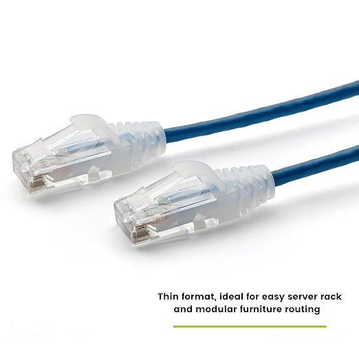 TRUECABLE Cat6 Component Rated Patch Cable, Unshielded (U/UTP), 2ft, Blue, 28AWG Solid Copper, Snagless 10G High-Speed Ethernet Cable, PoE++ 4PPoE 100W, UL Listed, RoHS-3, 1 Pack