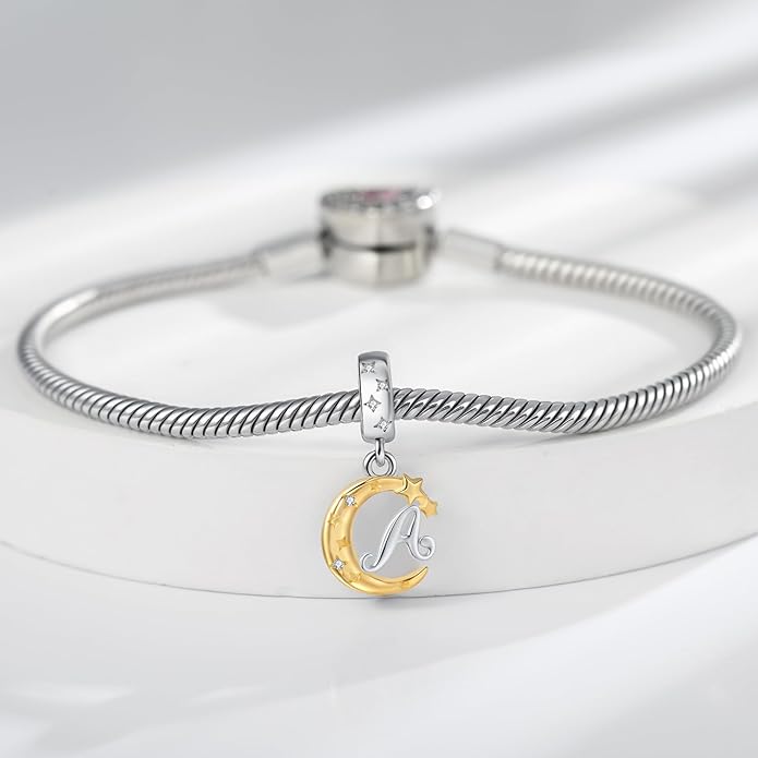 925 Sterling Silver Letter Charms fit Pandora Charms Bracelets fit Women Christmas Birthday Gift