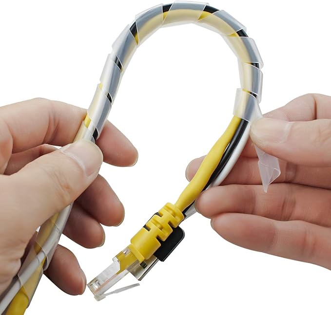 33FT XHF 5/16" Clear Spiral Cable Wrap 8mm(Wrapping Range:6mm-60mm) Cord for Computer Electrical Wire Organizer Sleeve Hose RoHS