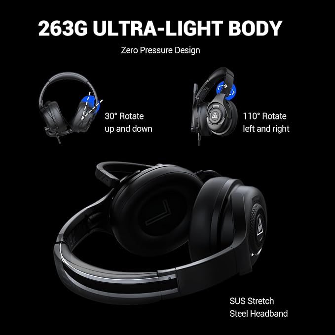 EKSA Headset with Microphone for PC, Computer Headphones with Noise Cancelling Microphone, Over-Ear All Day Comfortable, Immersive Sound 3.5mm Wired Gaming Headset for Laptop/Xbox/Switch/PS4/PS5