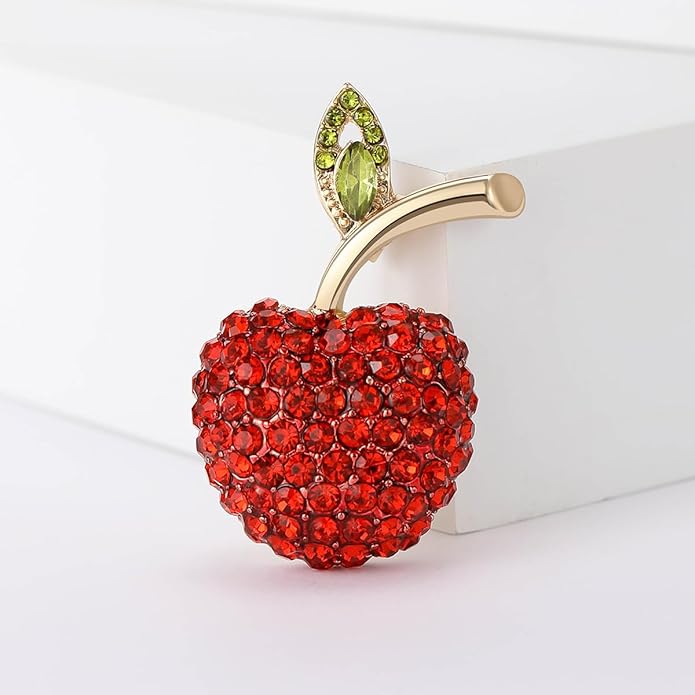 Fruit Brooch Austrian Crystal Rhinestone Brooch 18K Gold Plated Birthstone Lapel Pin Jewelry Birthday Gifts for Women Men