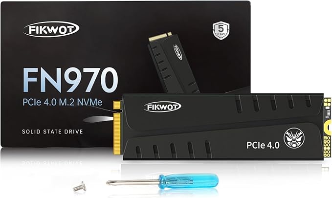 FN970 2TB M.2 2280 PCIe Gen4 x4 NVMe 1.4 Internal Solid State Drive with Heatsink - Speeds up to 7,400MB/s, Configure DRAM Cache, Compatible PS5 Internal SSD