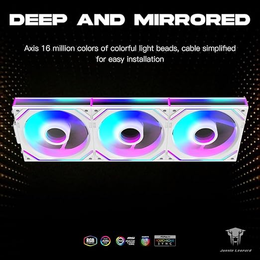 Jungle Leopard Interstellar V2 120mm PC Reverse Blade Case Fan Infinity Mirror Module Daisy-Chain ARGB Fan Triple Pack with Controller Suitable for Computer Case & 360mm AIO Cooler(White-3pack)