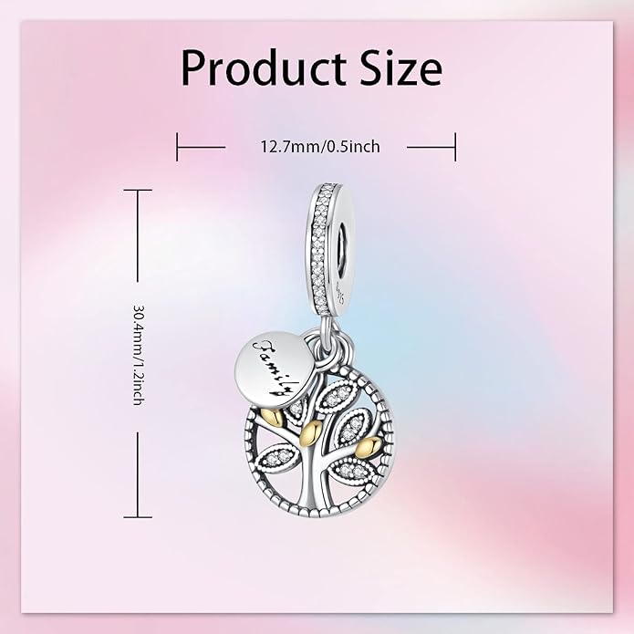 Birthday Fashion Love Heart Dangle Charm 925 Sterling Silver Charms fits Bracelets and Necklace Pendant Bead Charms Jewelry Present for Women Family Friends