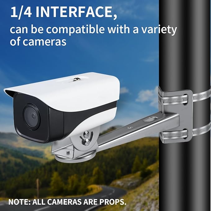 ZT-NET Security Camera Corner Pole Mounting Bracket Stainless Steel Mount with Extension Arm for Surveillance Systems Compatible with CCTV IP Cameras Indoor and Outdoor (Not Included Camera