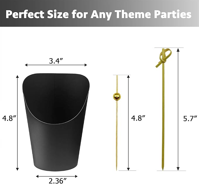 CAMKYDE [100 cups + 200 picks] 100 Pcs Charcuterie Cups with 200 Pcs Cocktail Picks (14oz, Black)