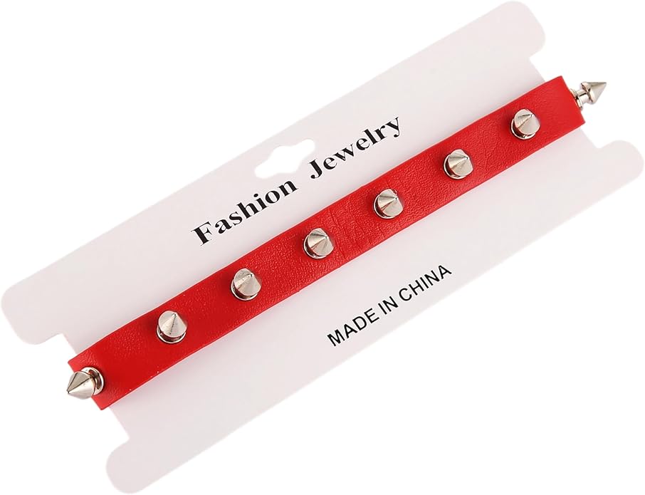 HZMAN Fashion Women Men Cool Punk Goth Metal Spike Studded Link Leather Collar Choker Necklace