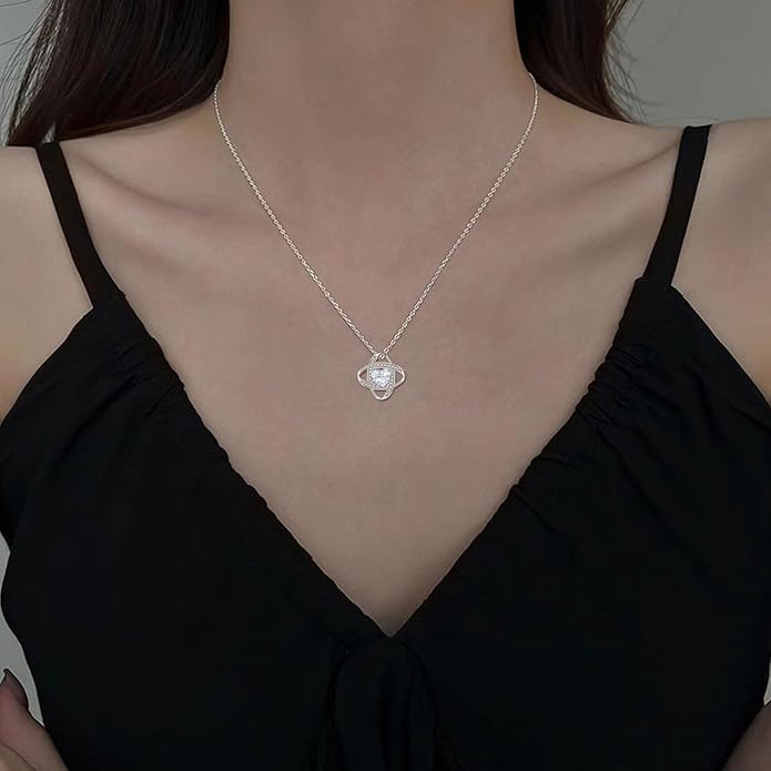EPIRORA Sterling Silver Cubic Zirconia Love Knot Pendant Necklace for Women, Graduation Birthday Christmas Jewelry Gifts for Friends/Wife/Sister/Daughter/Mom
