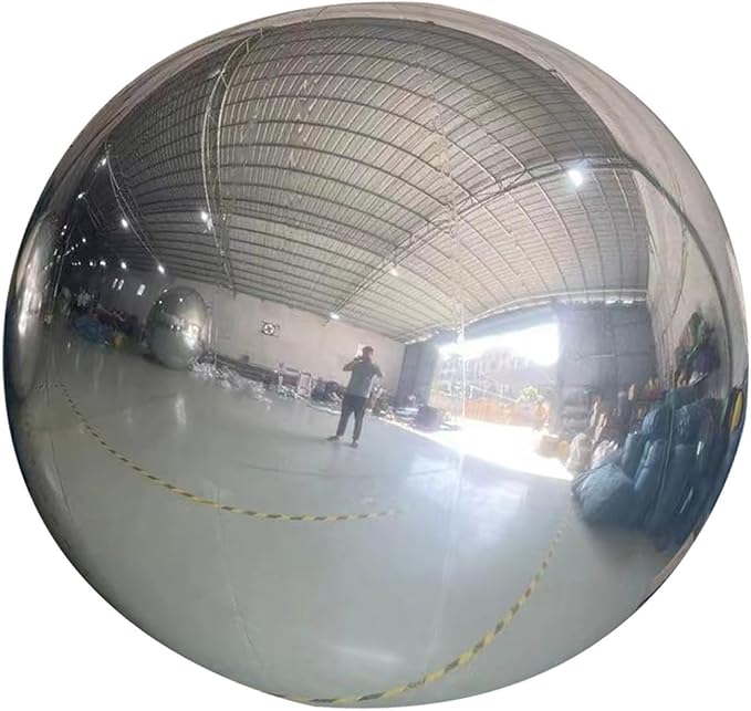 Inflatable Mirror Ball,Silver & Gold & Iridescent Giant Mirror Balloon,Big Shinny Balls,Reusable PVC Hanging Disco Sphere For Party & Wedding & Event Decoration (Silver, 24in 1.9ft 0.6m)