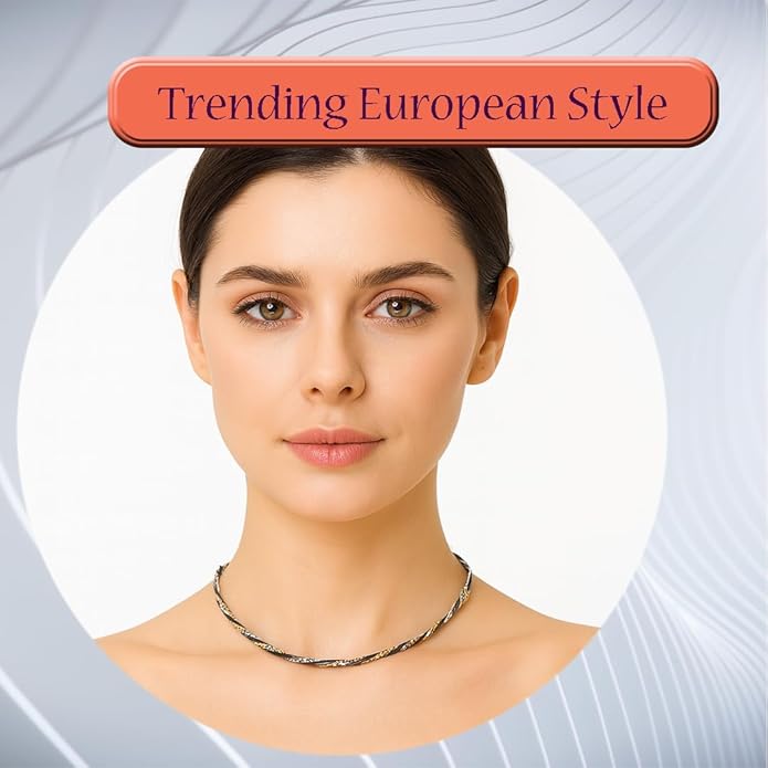 925 Sterling Silver Chain, Italian-Made Jewelry Set with Gold Tone Accent (Luxurious Leather Gift Box Included)