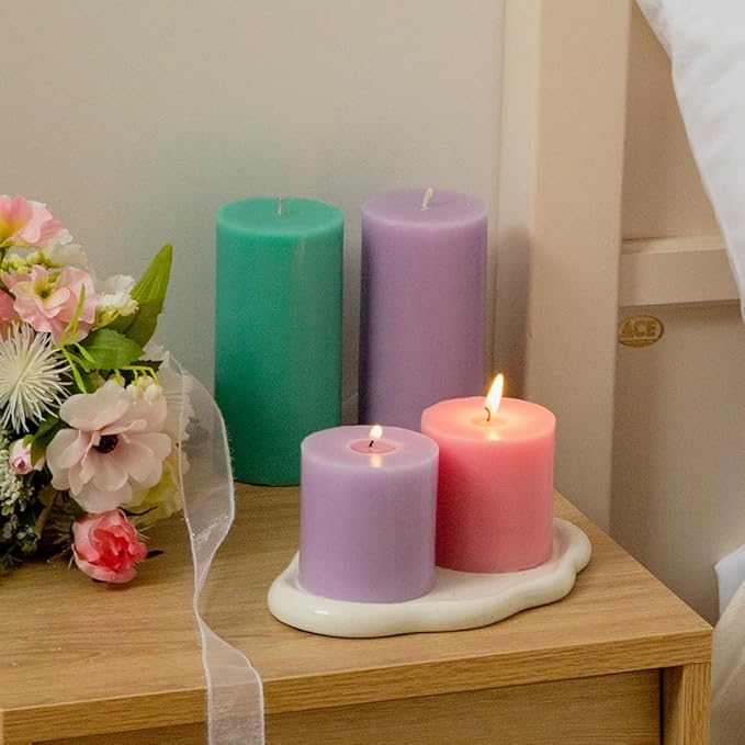 COCODOR Scented Pillar Candles, 3x6 Inch, April Fresh, Candle Set of 3, Long Buring 85 Hours, Candles for Weddings, Party, Dinner, Home Decor.