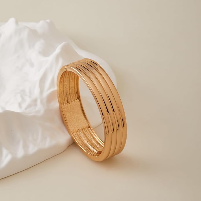Wide Chunky Gold Cuff Bracelets for Women - Open Cuff Bangles Adjustable Wrist Bracelets, Statement Jewelry Gifts for Women