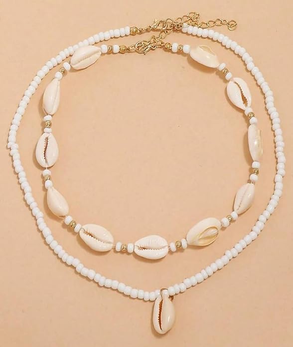 Nackiy Handmade Sea Shell Necklace for Women Summer Adjustable Natural Shell Collar Necklace